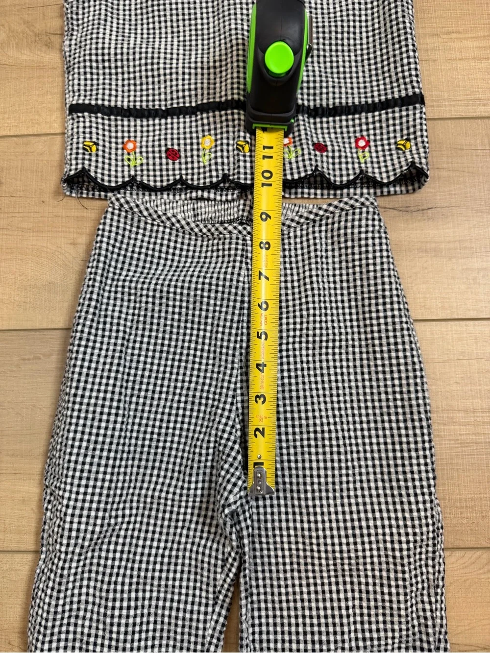 Vintage Pogo Club Gingham Matching Set Embroidered Floral Cottagecore Girls 7/8